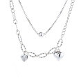 wholesale S925 Sterling Silver Korean Style Double-Layer Interlocking Chain 3D Heart Sweater Hoodie Versatile Trendy Necklace-0-4