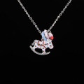 925 Sterling Silver Small Wooden Horse Necklace, 2025 New Women's Summer Pendant-0-11