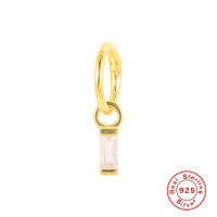 wholesale S925 Sterling Silver Cartilage Piercing Single Earring with Diamond Nose Ring, Trendy INS Style-Gold single-round diamond