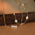 wholesale Pure Silver 9S5 White Freshwater Pearl Necklace for Women, Versatile Long Double Layer Layering Pendant Chain for Autumn Winter New Collection-0-3
