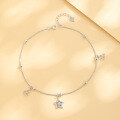 wholesale S925 Sterling Silver Korean and Japanese Style Zircon Star Ankle Chain, Niche Design Foot Jewelry, Elegant Anklet, Factory Wholesale-0-2