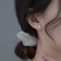 wholesale S925 Sterling Silver Sweet and Elegant Minimalist Butterfly Micro-Pave Earrings G6194-S925 silver earrings silver 925 silver