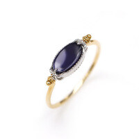 wholesale 925 Silver Gold-Plated Natural Iolite Reversible Vintage Ring for Wholesale-Natural Cordierite No. 5