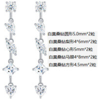 Sterling Silver Pear-Shaped Moissanite Long Elegant Earrings Wholesale-E15904 Moissanite (50 points + 4 beads) * 2 pieces  925 Silver