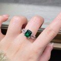 wholesale 925 Silver Pure Emerald Cut Ring for Women, Half Shank Jiangsu Pagoda Cut Luxury Setting, Cross-Border Live Streaming Hot-Style Wholesale-0-3