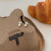 wholesale S925 Sterling Silver Mini Pearl Stud Earrings, Korean Style Simple and Delicate Versatile Stud Earrings, Minimalist Trendy-Sterling silver