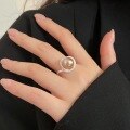 wholesale S925 Sterling Silver Geometric Swarovski Pearl Ring for Women, Small and Niche, Luxurious and High-End, Korean Style Stacking Ring-0-3