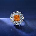 wholesale 925 silver new jewelry 5ct color-changing orange rose ring 10*10 high-carbon diamond floral style women's ring-0-1