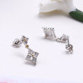 wholesale S925 Silver European-style New Split-color Hollow Diamond Earrings, Versatile and Elegant Fashion Accessories, Ready Stock for Wholesale-0-2