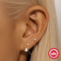 wholesale S925 Sterling Silver Eight-Pointed Star Tassel Moon Teardrop Heart Diamond Earrings-0-2