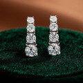 925 Sterling Silver D Color Moissanite Straight Row Unisex Earrings Hip Hop American Style Cross-Border Supply-0-0