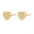925 Sterling Silver Hip Hop American Style Moissanite Heart D-Color Unisex Earrings-0-3