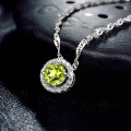 wholesale S925 silver zirconia factory wholesale women's fashion round peridot pendant necklace from Dongdaemun, Korea-0-1