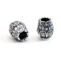 wholesale S925 Sterling Silver Lotus Scattered Beads Large Hole Retro Handmade DIY Braided Rope Straight Barrel Beads Lotus Pod Spacer Beads Silver Jewelry Accessories-0-0