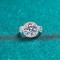 wholesale S925 Sterling Silver 5ct Round Moissanite Ring, Elegant and Sophisticated High-End Wedding Ring-0-2