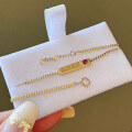 wholesale S925 Sterling Silver Red Elk Minimalist Style Googluck Brand Cuban Chain Bracelet with Heart Inlay Fashion Bracelet-0-4