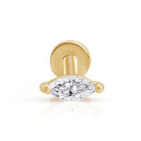 wholesale 925 Sterling Silver Single Evil Eyes Stud Earring With Flat-back -Gold (single) flat bottom 1.2*6mm