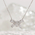 wholesale S925 Sterling Silver Bow Zircon Necklace for Women, Zircon Collarbone Chain, Light Luxury, Niche Fashion, Versatile, Niche High-End Feel Chain-0-0