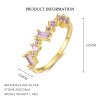 wholesale S925 Sterling Silver Women's Zodiac Birthstone Ring With Colorful Zircon, Cross-border Luxury, Exquisite And Versatile Hand Jewelry-K2135-Gold/June