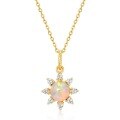 wholesale 10K Gold Plated Sterling Silver New Synthetic Opal Small Sun Geometric Pendant for Women Wholesale-0-5