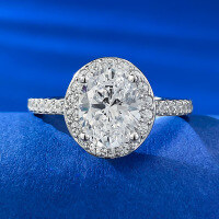 wholesale Metal: 925 Silver New 7*9mm Oval Cushion High Carbon Diamond Ring, Fashion Minimalist Band-R881 White Diamond No.7