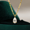 14K Gold Plated 925 Silver Moissanite 1ct Pear Pendant Necklace-0-2