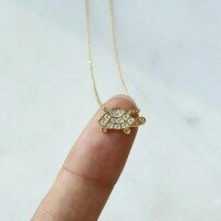 wholesale S925 sterling silver full-body sea turtle pendant ocean heart turtle necklace women cross-border pendant collarbone chain-BX0488-Gold>925 Silver