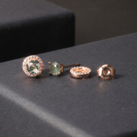 wholesale 925 sterling silver petite and elegant earrings with natural moss agate, a versatile gemstone ear accessory-Natural water grass agate earrings