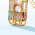 wholesale S925 Sterling Silver Cross-Border New Fun Color Palette Pendant with Inlaid Colored Gemstones Necklace for Women, Fashionable and Unique, Wholesale from Manufacturers-0-4