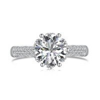 wholesale S925 Sterling Silver European and American Women's Ring with Small Drop Zircon Geometric Design, Niche Fashion and Light Luxury-Platinum DY120934-SW-WH 6