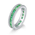 wholesale S925 Sterling Silver Invisible Set Princess Cut Fine Craftsmanship Full Diamond Micro Paved Emerald Zircon Ring for Women Cross-Border Jewelry-0-4