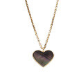 wholesale Rose Gold AU18K Heart-shaped Black Shell Necklace, Fashion Commute Love Design European-style Pendant Chain-0-4