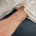 wholesale S925 Sterling Silver Round Bead Snake Chain Bracelet for Women, Simple and Sweet Silver Bead Korean Style Ins Niche Accessory with a Sense of Elegance-0-2