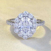 wholesale S925 Silver New Simulation Diamond Ring 7*9mm Oval White Diamond Ice Flower Cut Cross-Border European and American Style-R719 White Diamond No.9