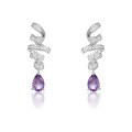 wholesale S925 Silver New Design Sense Natural Amethyst Gemstone Earrings French Romantic Style Inlaid with Natural Colored Gemstones-0-0