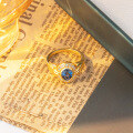 wholesale S925 Silver Plated 18k Gold Vintage Jewelry Cultivated Sapphire Cornflower Blue 6*8mm Oval Closed Ring-0-2