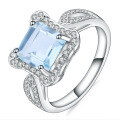 wholesale S925 Silver Luxury Fashion Natural Topaz Ring, Personalized High-End Square Natural Gemstone Ring-0-4