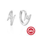wholesale S925 Sterling Silver Small Lightning Ear Cuff with Inlaid Diamonds, Creative and Trendy Minimalist Ear Accessory-0-6