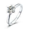 wholesale 925 Sterling Silver Snowflake Ring Simple Classic Six-Prong 1-Carat Moissanite Diamond Ring for Women Light Luxury Cross-Border Best Seller-0-1