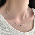 wholesale S925 Sterling Silver IU Same Style Mini Rainbow Bead Mixed Silver Bead Necklace Simple and Elegant Stackable Collarbone Chain Wholesale-0-3