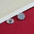 wholesale 925 Sterling Silver Fortune Snake Button with Auspicious Totem for DIY Braided Red Cord Bracelet Clasp Accessory-0-2