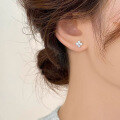 wholesale S925 Silver White Diamond Four-Leaf Clover Stud Earrings, Minimalist Earrings, Fashionable and Popular in Europe and America for Women-0-3