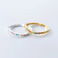 wholesale S925 Silver with Colorful Diamonds Wave Ring Korean Style Minimalist Row Diamond Fashion Elegant Women's Jewelry J9544-S925 silver one silver US size 8