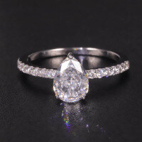 wholesale 925 Sterling Silver with High Carbon Diamond Cut Cubic Zirconia Candy Square Ring for Live Cross-Border-Pear-Shaped Ice Flower Cut Ring  US 7