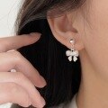 wholesale S925 Sterling Silver Bow Tassel Earrings for Women, Minimalist Luxury Ins Forest Style Ear Accessories-0-0