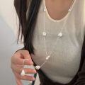 wholesale S925 Sterling Silver Pearl Sweater Chain Women's Small Fresh Minimalist Style Designer Necklace High-End Fashion Trend-0-0