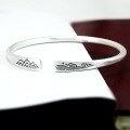 wholesale Retro sterling silver S925 minimalist unisex couple bracelet with open-end design-0-1