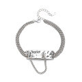 wholesale S925 Sterling Silver Retro Casual Ins Style Three-Layer Chain Spliced Letter New Design Versatile Bracelet-0-4
