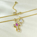 wholesale S925 silver jewelry, daily wear pink steel cross pendant, versatile and stylish commuting stretch necklace, live broadcast collection-0-3