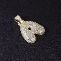wholesale S925 Silver Full Diamond Pendant, Zircon Inlaid, Unisex Cross-Border A-Letter Light Yellow Pendant-A-shaped gold pendant (without chain)  925 silver